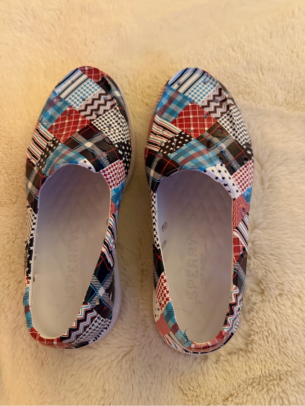 Sperry Patchwork Slip-On Sneakers in Red, Blue & Black - Picture 2 of 7